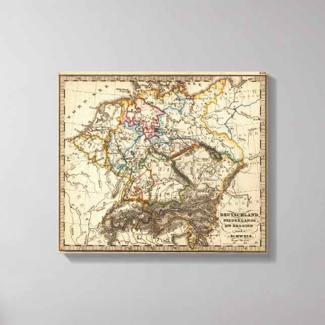 Lienzo Mapa de Europa Oriental (Anverso)