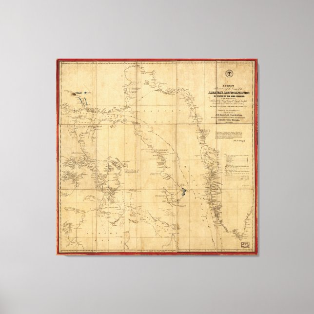 Lienzo Mapa de Expedición del Ártico Norteamericano (1853 (Anverso)