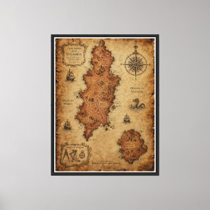 Lienzo Mapa de fantasía antiguo — Isla de Velmoris