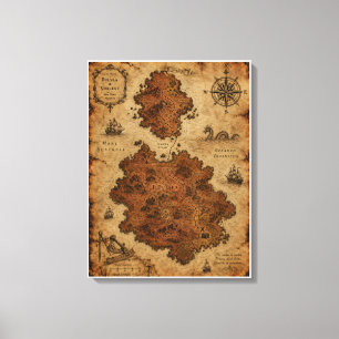 Lienzo Mapa de fantasía antiguo: Islas Dulsea y Vorlent
