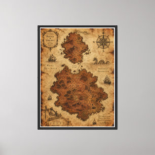 Lienzo Mapa de fantasía antiguo: Islas Dulsea y Vorlent