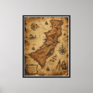 Lienzo Mapa de fantasía antiguo — Karnor y Draegar