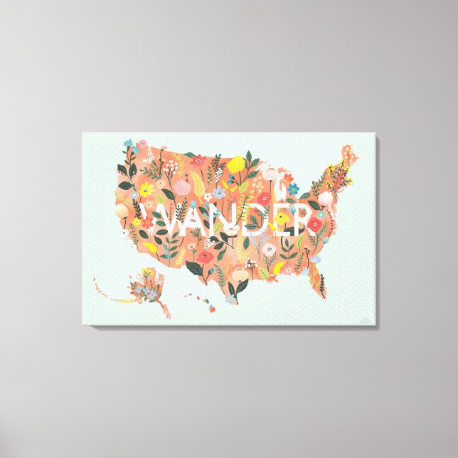 Lienzo Mapa de Floral USA - Jardín salvaje (Anverso)