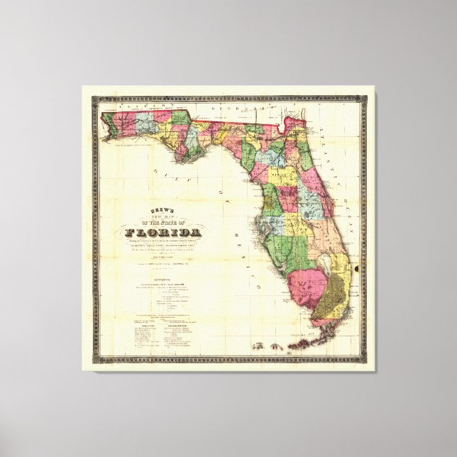Lienzo Mapa de Florida (1870) (Anverso)