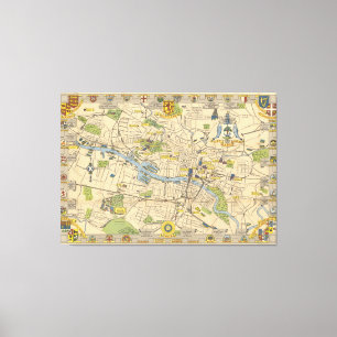 Lienzo Mapa de Glasgow, Inglaterra