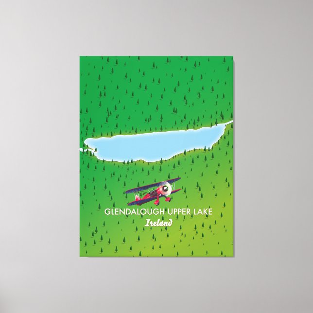 Lienzo Mapa de Glendalough Upper Lake Ireland (Anverso)