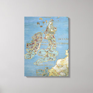 Lienzo Mapa de Gran Bretaña del siglo XVI y de Francia