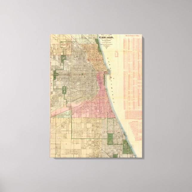 Lienzo Mapa de guía de Blanchard en Chicago 2 (Anverso)