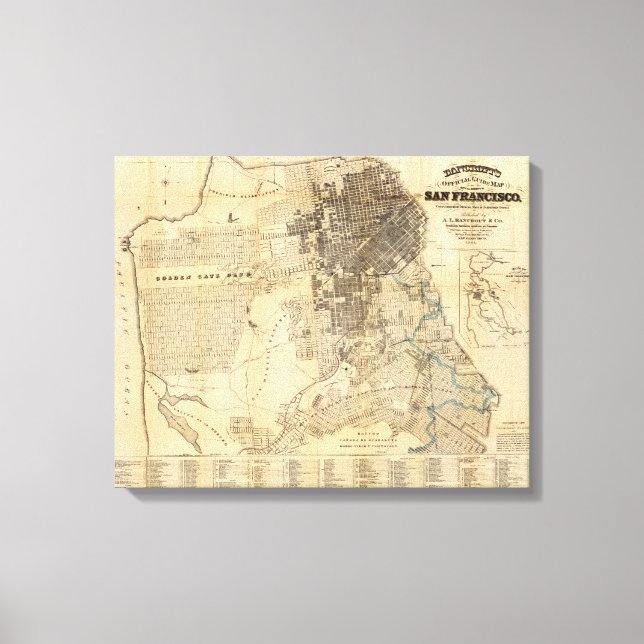 Lienzo Mapa de Guía oficial de Bancroft en San Francisco (Anverso)