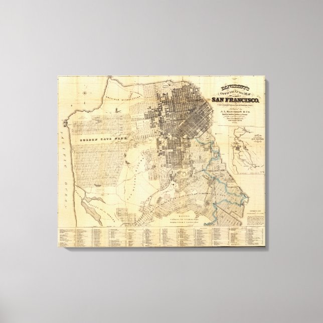 Lienzo Mapa de Guía oficial de Bancroft en San Francisco (Anverso)