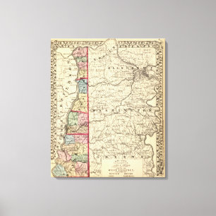 Lienzo Mapa de Hancock, Brooke, Ohio, condados de