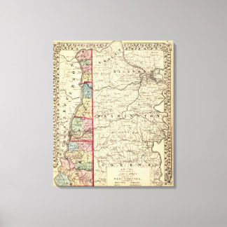 Lienzo Mapa de Hancock, Brooke, Ohio, condados Marshall