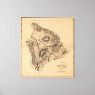 Lienzo Mapa de Hawai, islas hawaianas (1886)