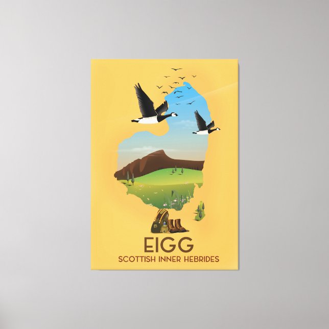Lienzo Mapa de hebrides interiores de Eigg Scottish (Anverso)