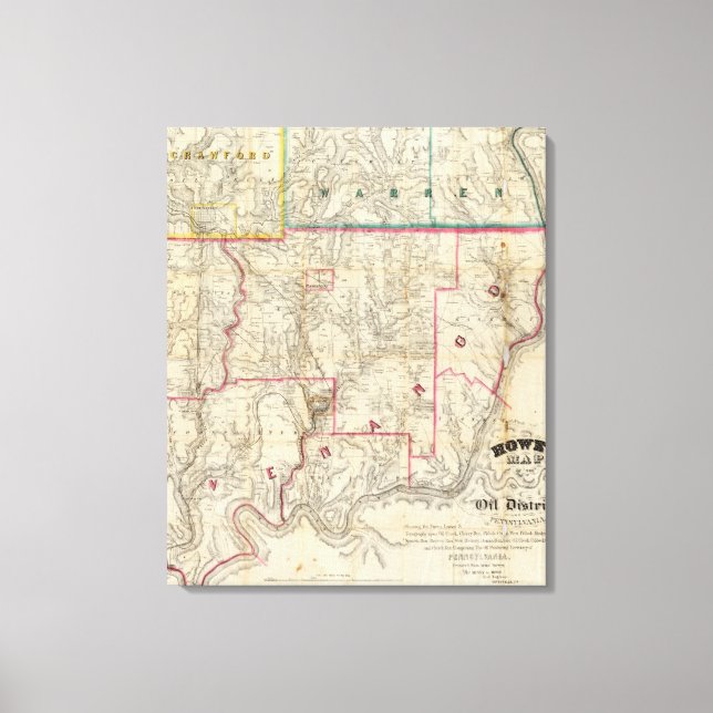 Lienzo Mapa de Howe del distrito petrolero de Pensilvania (Anverso)