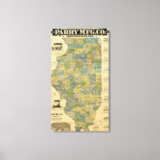 Lienzo Mapa de Illinois 2 (Anverso)