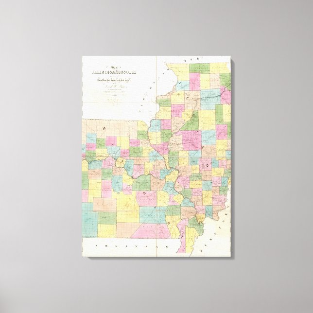Lienzo Mapa de Illinois y Misuri (Anverso)