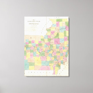 Lienzo Mapa de Illinois y Misuri