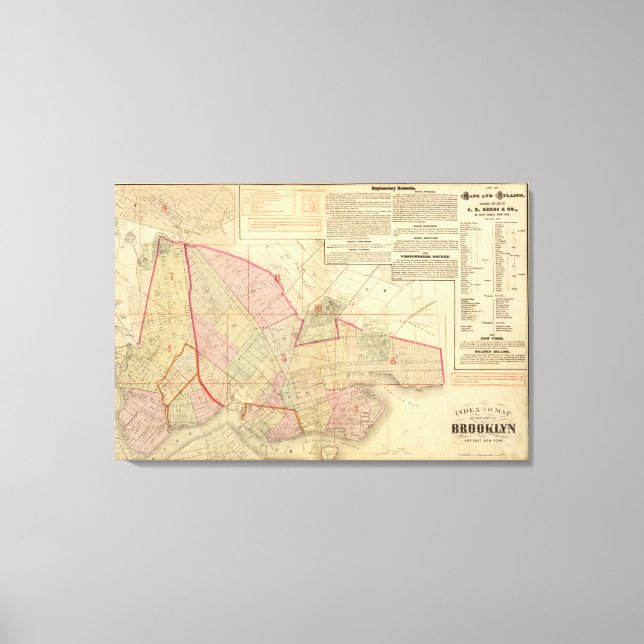 Lienzo Mapa de Index Brooklyn (Anverso)