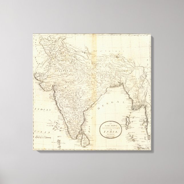 Lienzo Mapa de India (Anverso)