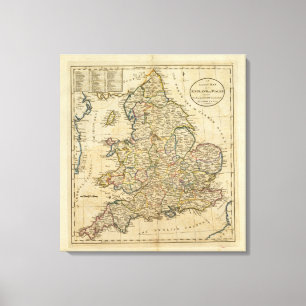 Lienzo Mapa de Inglaterra y de País de Gales