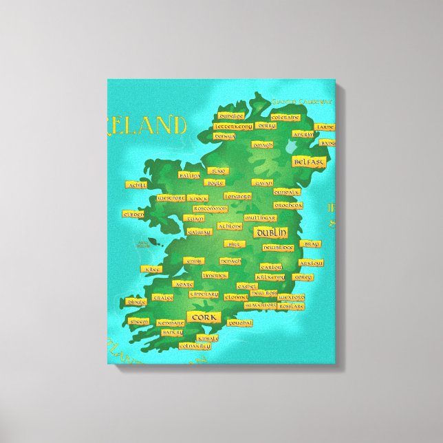 Lienzo Mapa de Irlanda (Anverso)