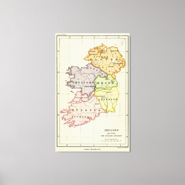 Lienzo Mapa de Irlanda (Anverso)