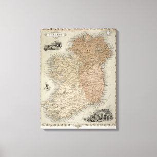 Lienzo Mapa de Irlanda, c.1850 publicado (en