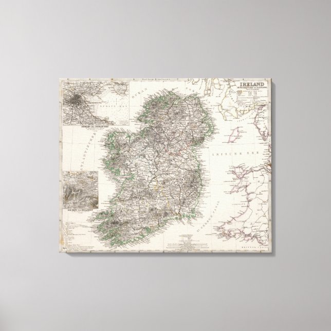 Lienzo Mapa de Irlanda de Stieler (Anverso)