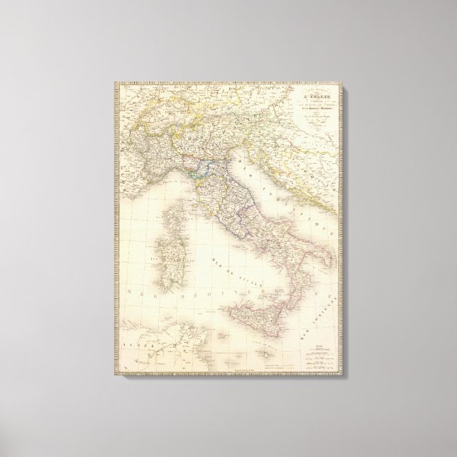 Lienzo Mapa de Italia (Anverso)