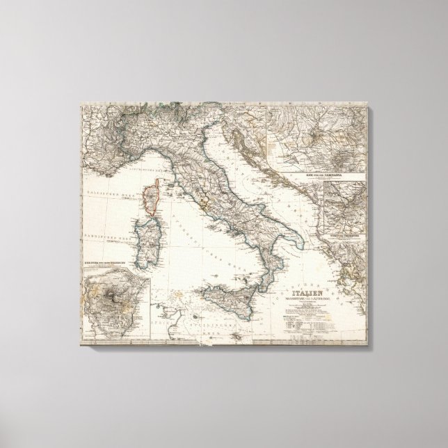 Lienzo Mapa de Italia de Stieler (Anverso)