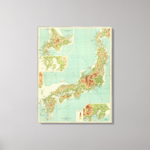 Lienzo Mapa de Japón con las rutas de envío