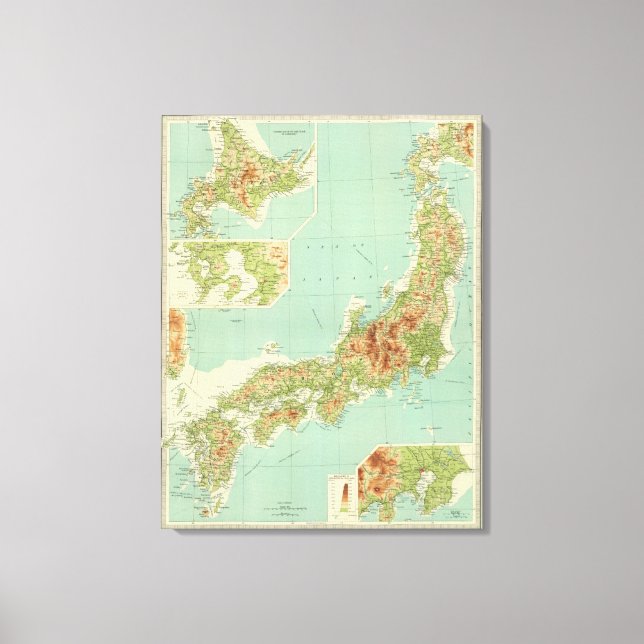 Lienzo Mapa de Japón con rutas marítimas (Anverso)