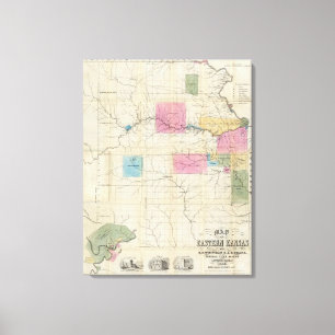 Lienzo Mapa de Kansas del este