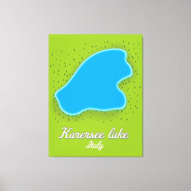 Lienzo Mapa de Karersee Lake Italy (Anverso)