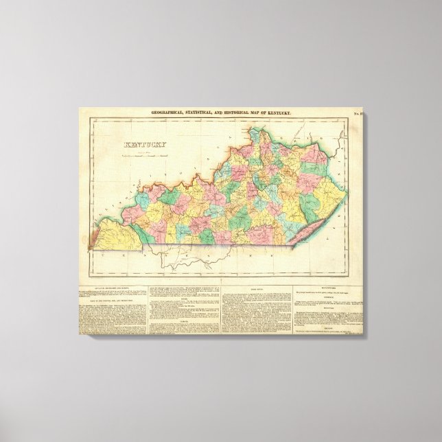 Lienzo Mapa De Kentucky (Anverso)