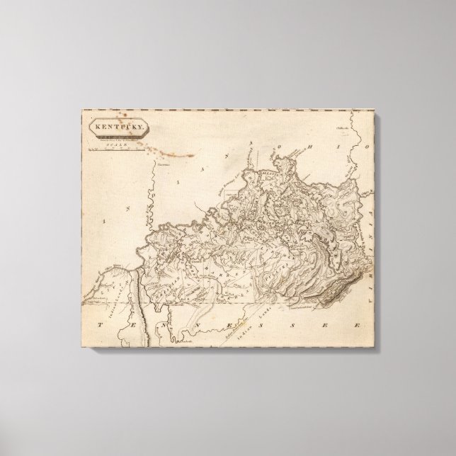 Lienzo Mapa de Kentucky por Arrowsmith (Anverso)