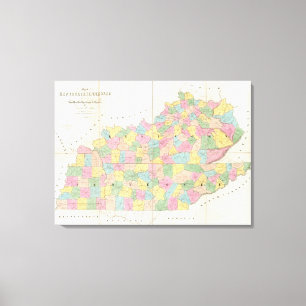 Lienzo Mapa de Kentucky y de Tennessee