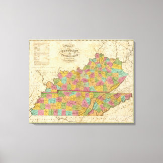 Lienzo Mapa de Kentucky y Tennessee