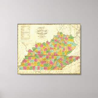 Lienzo Mapa de Kentucky y Tennessee