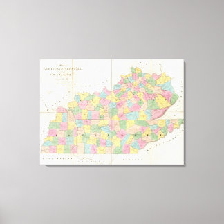 Lienzo Mapa de Kentucky y Tennessee