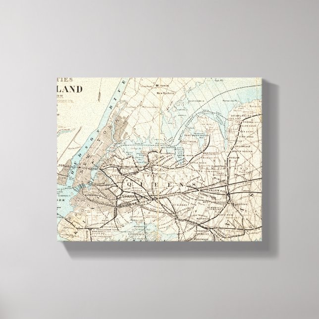 Lienzo Mapa de Kings, Queens, Long Island (Anverso)