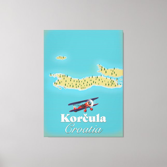 Lienzo Mapa de Korčula Croacia (Anverso)