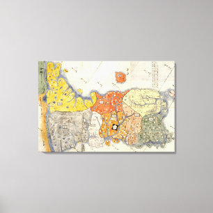 Lienzo Mapa de KoreaPanoramic del norte y sur