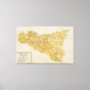 Lienzo Mapa de la actividad de la mafia en Sicilia Italia