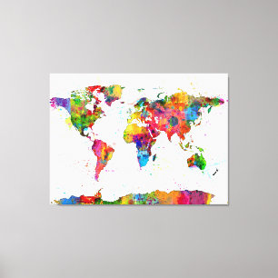 Lienzo Mapa de la acuarela del mapa del mundo