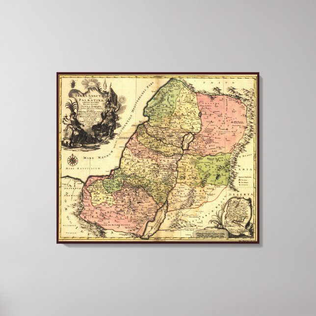 Lienzo Mapa De La Antigua Israel De 1759 Con Las 12 Tribu (Anverso)