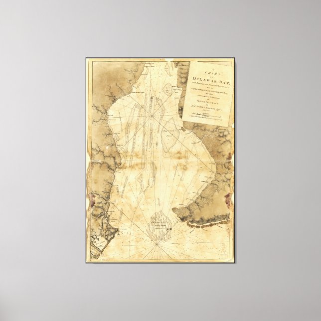 Lienzo Mapa de la bahía de Delaware, Delaware (1779) (Anverso)