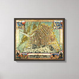 Lienzo Mapa de la calle antigua de Ámsterdam, Países Bajo