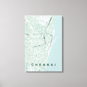 Lienzo Mapa de la ciudad de Chennai India Diseño Mínimo